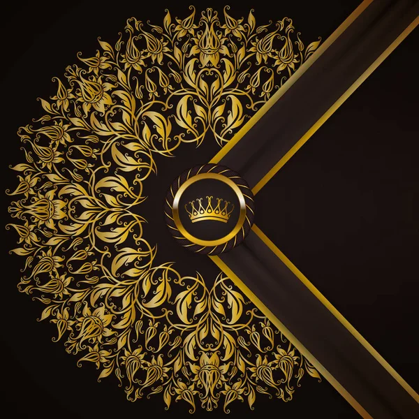 Elegante banner de marco dorado — Vector de stock
