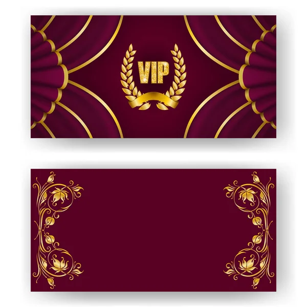 Set of vip card, invitation with laurel wreath — Stock Vector