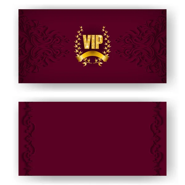 Set of vip card, invitation with laurel wreath — Stock Vector
