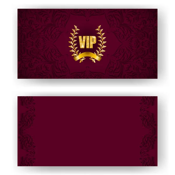 Conjunto de tarjeta vip, invitación con corona de laurel — Vector de stock