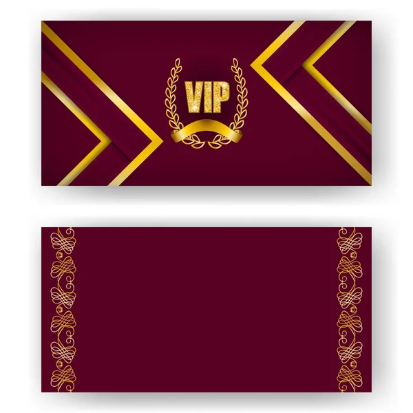 Ensemble de carte vip, invitation avec couronne de laurier — Image vectorielle