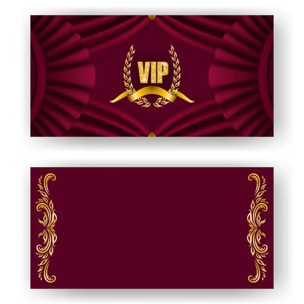 Conjunto de tarjeta vip, invitación con corona de laurel — Archivo Imágenes Vectoriales