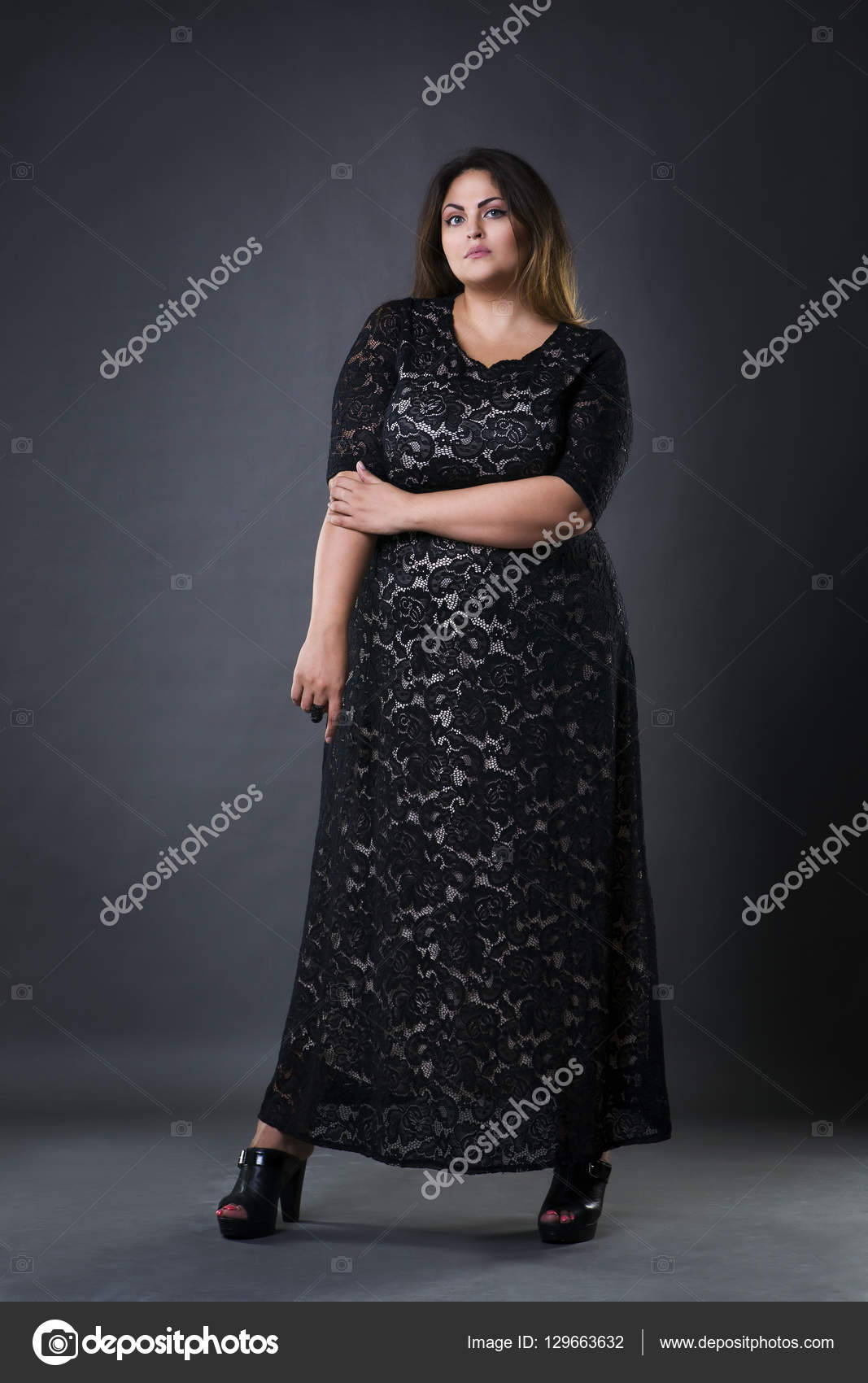 Young Beautiful Plus Size Model Wearing in Black Leggings and White Shirt,  Xl Woman on Gray Studio Background Stock Image - Image of overfat, black:  109135901