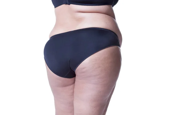 Tlusté ženské tělo s celulitida, tukové boky a hýždě — Stock fotografie