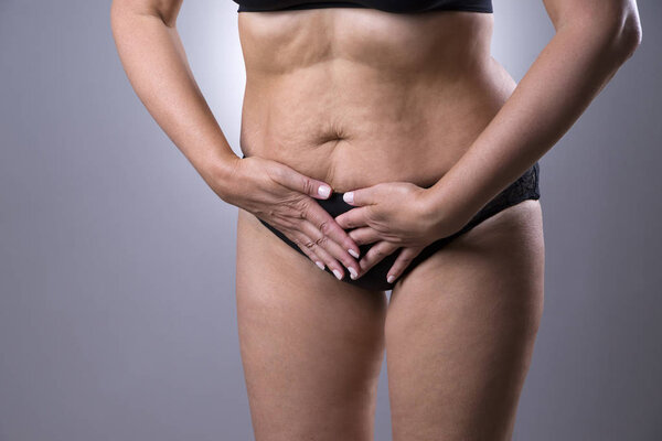 Woman with menstrual pain, endometriosis or cystitis, stomach ache