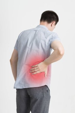 Back pain, kidney inflammation, ache in man's body clipart