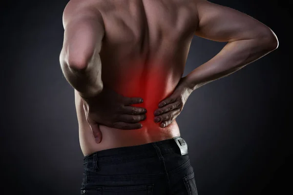 Back pain, kidney inflammation, ache in man's body — Stock Photo, Image