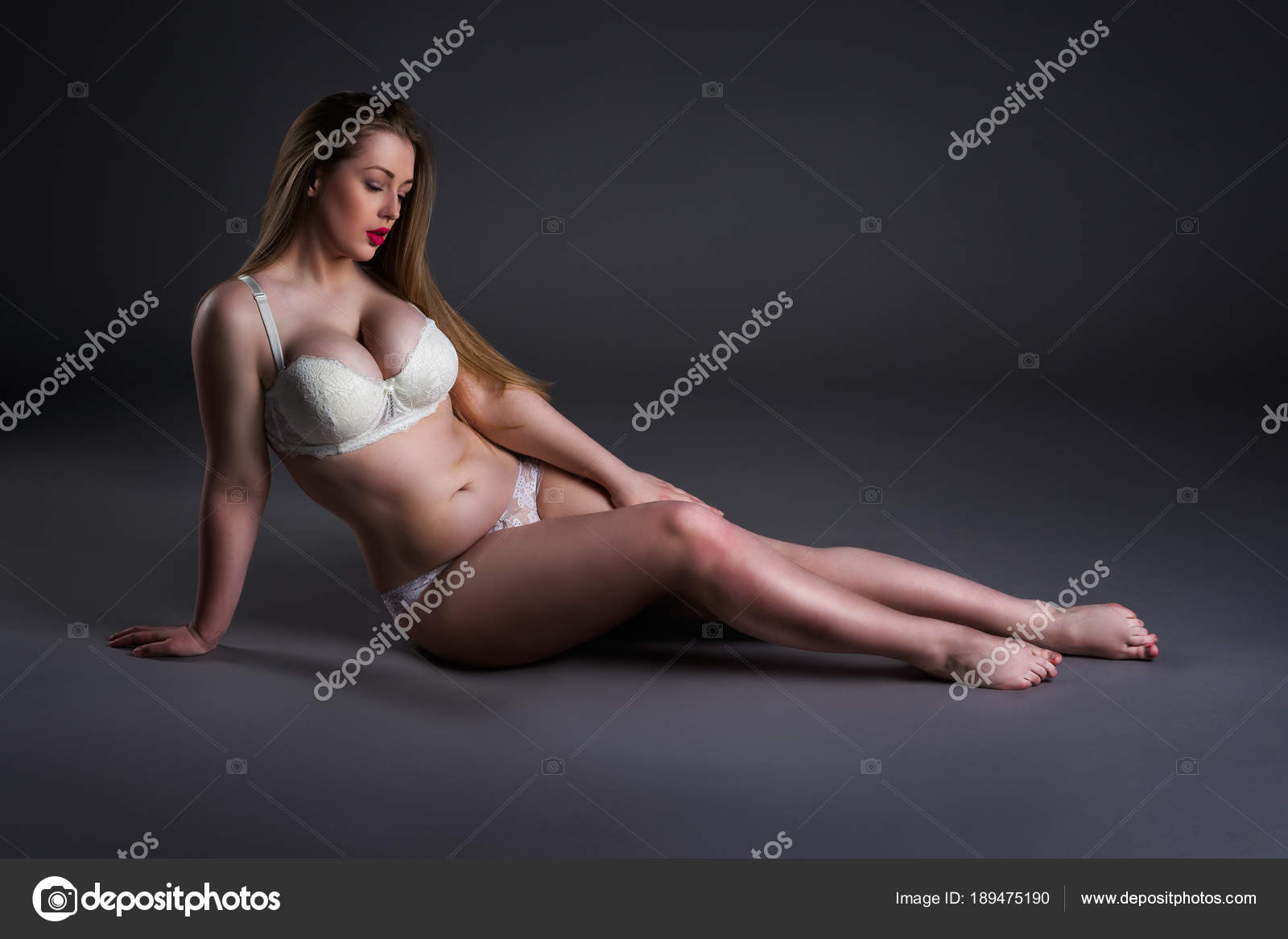 Blonde fat girl in lingerie Plus Size Sexy Model In White Underwear Fat Woman Sitting On Gray Background Overweight Female Body Stock Photo By C Starast 189475190