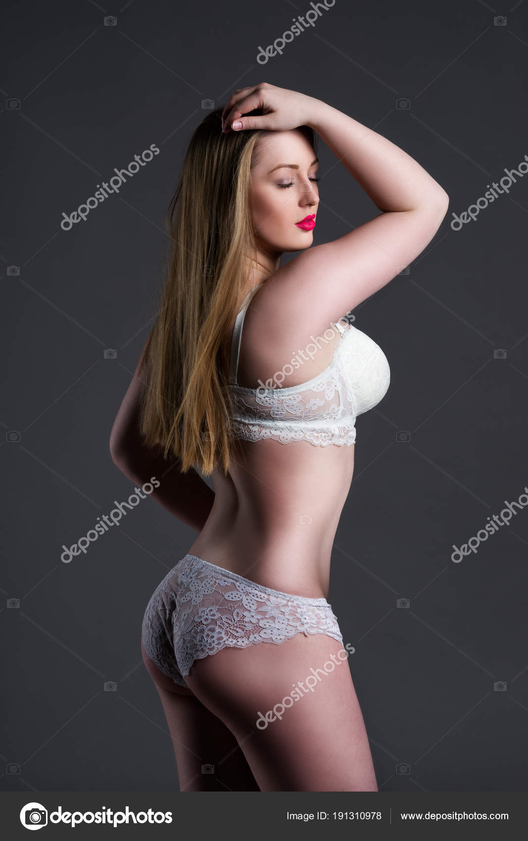 Blonde fat girl in lingerie Plus Size Sexy Model In White Underwear Fat Woman With Big Natural Breast On Gray Studio Background Overweight Female Body Stock Photo By C Starast 191310978