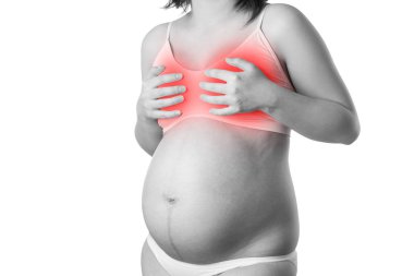 Breast pain during pregnancy, swelling of mammary glands clipart