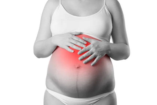 Pregnant woman with abdominal pain, risk of premature birth — Stock Photo, Image