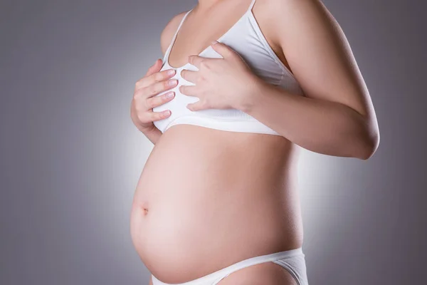 Mastitis Während Der Schwangerschaft Brustschmerzen Schwellung Der Brustdrüsen Studioaufnahme Auf — Stockfoto