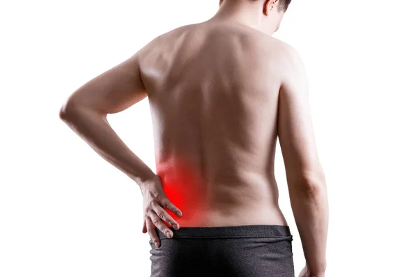 Njursten Smärta Mans Kropp Isolerad Vit Bakgrund Kroniska Sjukdomar Urinvägarna — Stockfoto