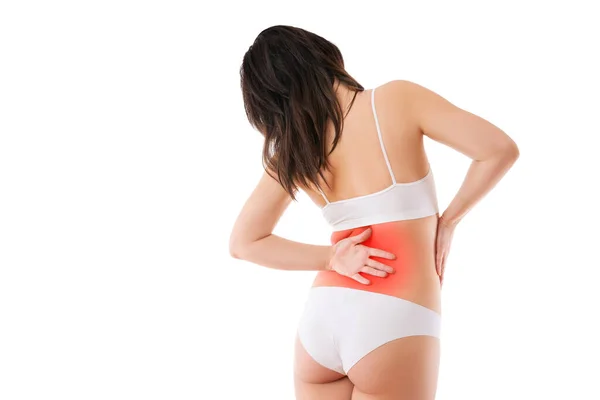 Kidney Stones Pain Woman Body Isolated White Background Chronic Diseases — Stock Photo, Image