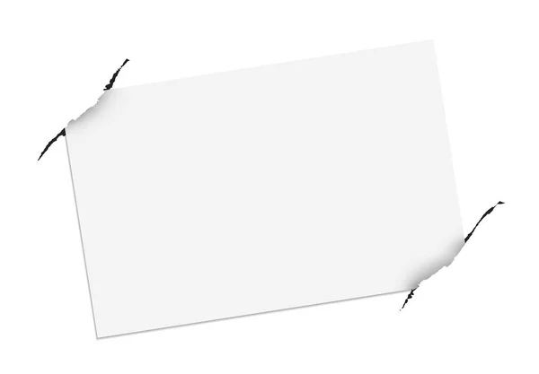 Візитна картка, встромлена в рвані отвори в папері — стоковий вектор