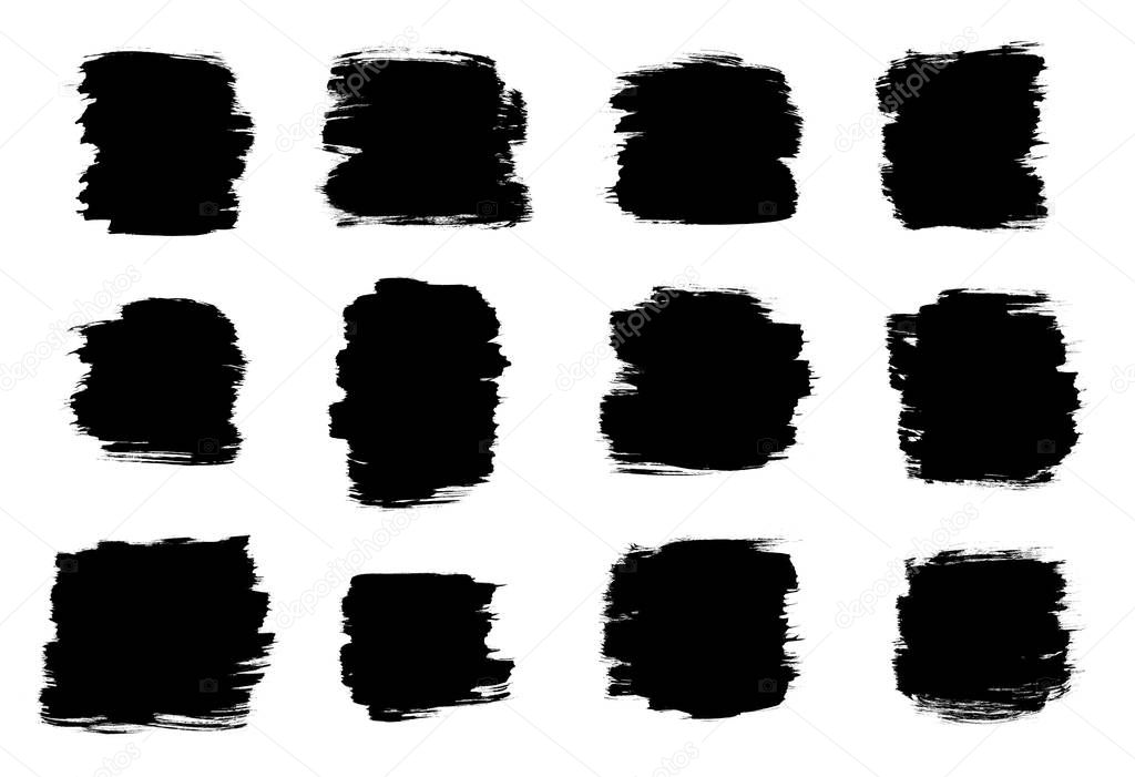 Black Brush stroke shapes isolated on a white background