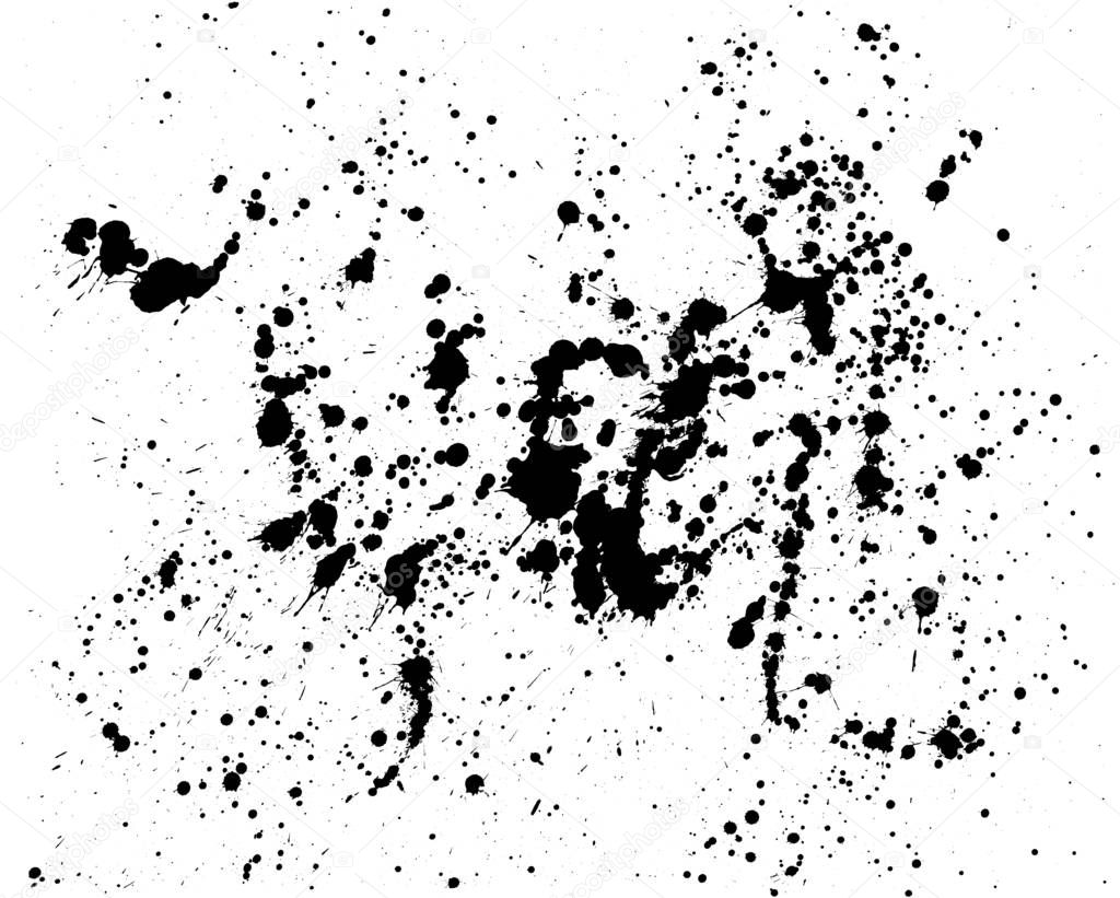 Black ink splatter isolated on a white background