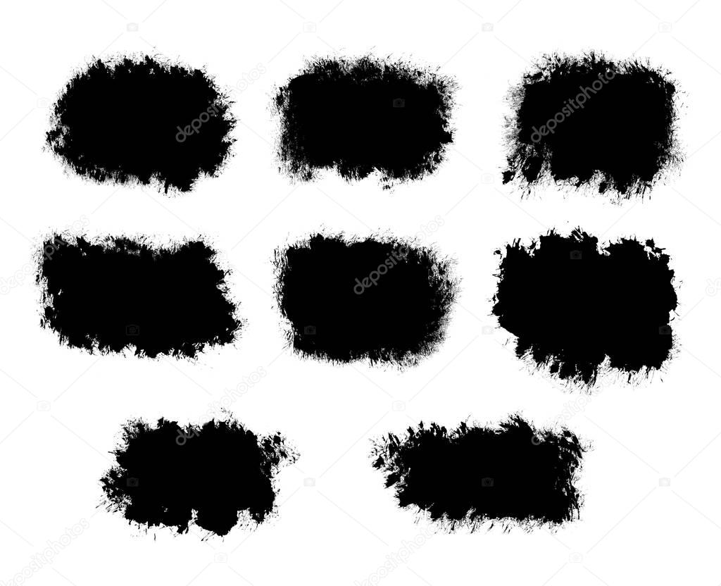 Abstract Ink splatter black shapes isolated on a white backgroun