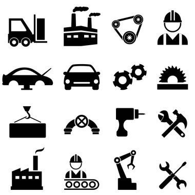 Factory and industry icons clipart