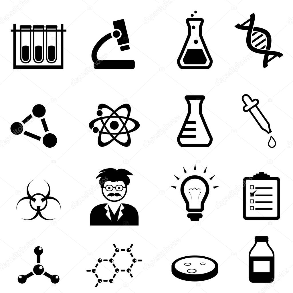 Chemistry, biology science icon set