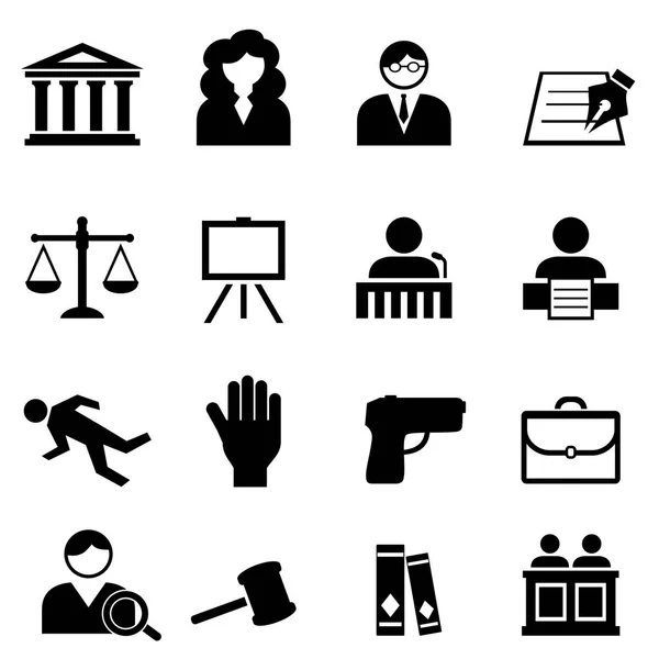 Direito, legal, conjunto de ícones de justiça — Vetor de Stock