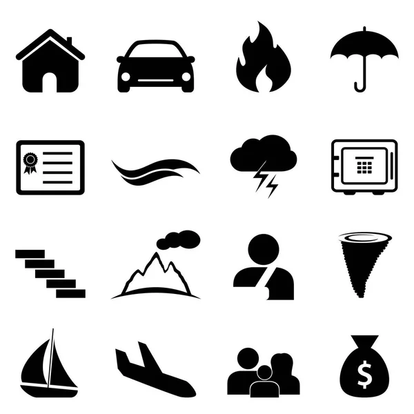 Conjunto de iconos de seguros y desastres — Archivo Imágenes Vectoriales