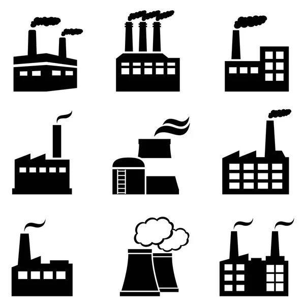 Bâtiments industriels, usines et centrales électriques — Image vectorielle