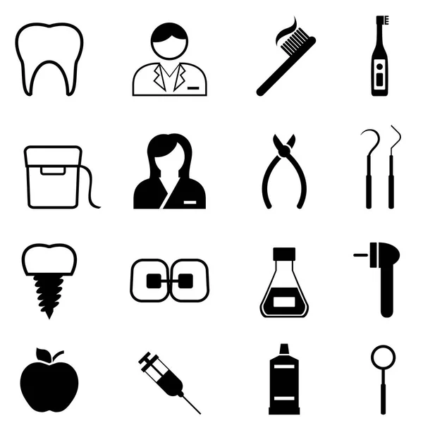 Dental gezondheid en tandarts pictogrammen — Stockvector