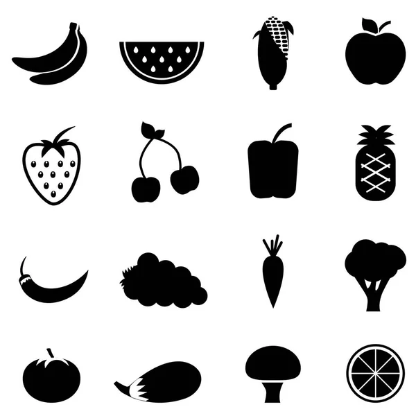 Iconos de verduras y frutas — Vector de stock