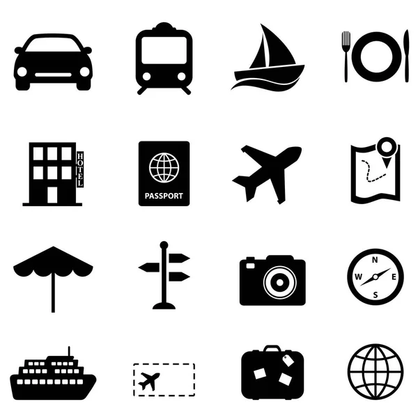 Iconos de viajes y vacaciones — Vector de stock