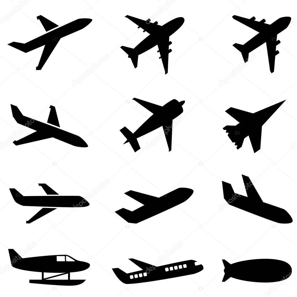 Passenger planes and other airplane icon