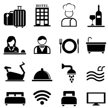 Otel, resort ve misafirperverliği Icon set