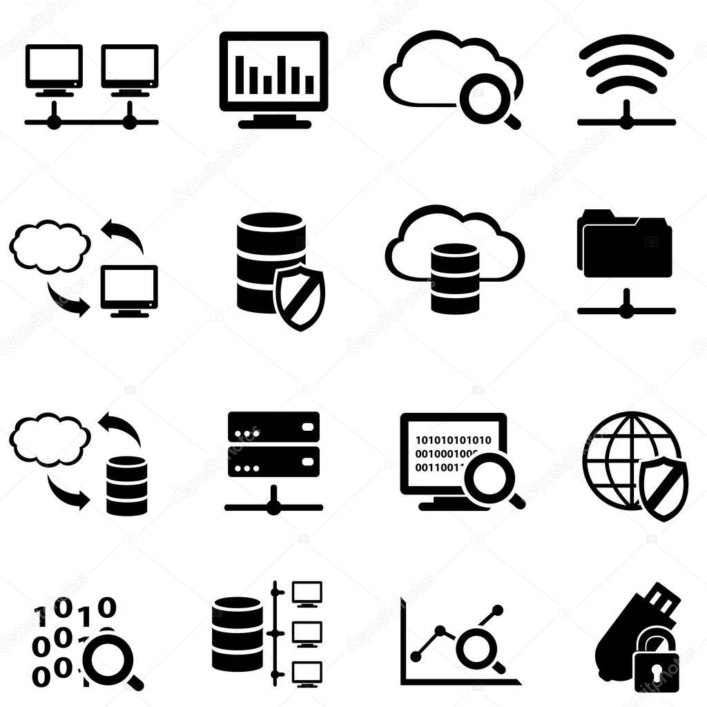 Big data and cloud computing icon set