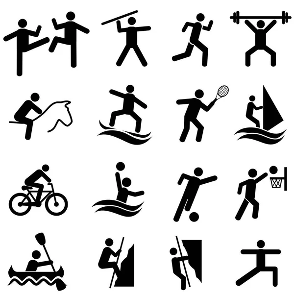 Sport-, fitness-, activiteiten- en bewegingsactiviteiten pictogramserie — Stockvector