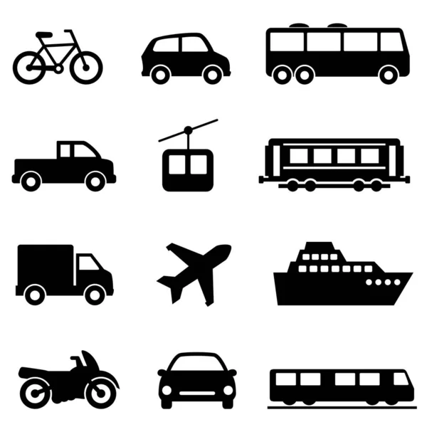 Iconos de transporte público, aéreo, terrestre y marítimo Ilustración de stock