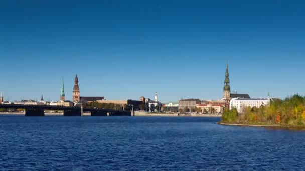 Período de tempo panorama da cidade Riga . — Vídeo de Stock