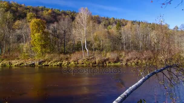 Tid förflutit på floden Gauja. — Stockvideo