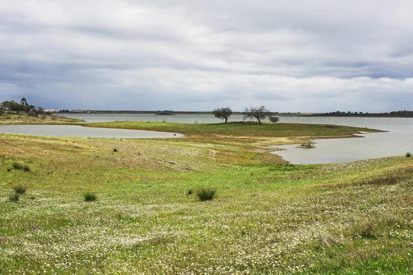 Uitzicht op Alqueva meer in het landschap van de Alentejo, Portugal — Stockfoto