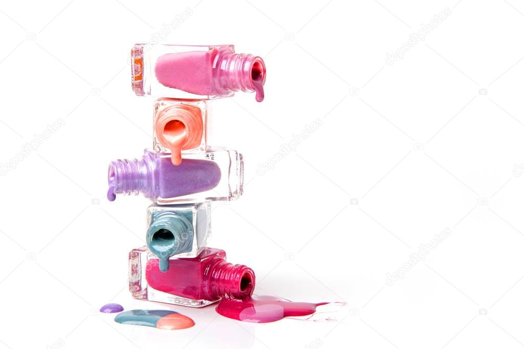 Nail polish on white background