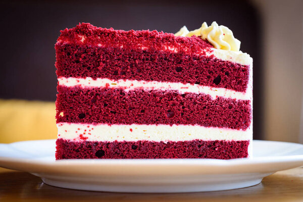 Velvet red cake on white plate