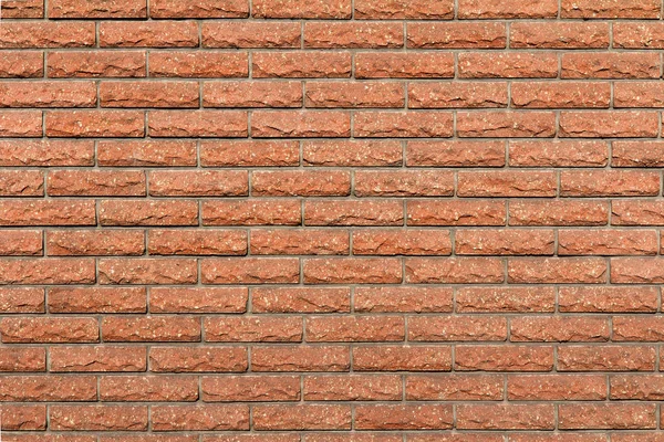 Vista frontal horizontal da parede de tijolo vermelho — Fotografia de Stock