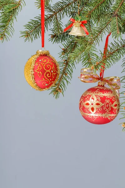 Branches of fir tree with Christmas ornament — Stock Photo, Image