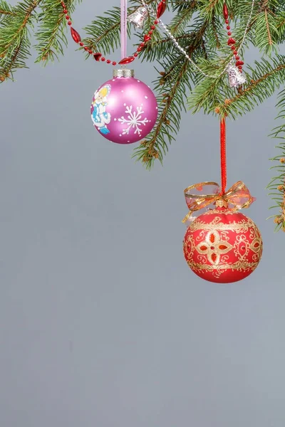 Branches of fir tree with Christmas ornament — Stock Photo, Image