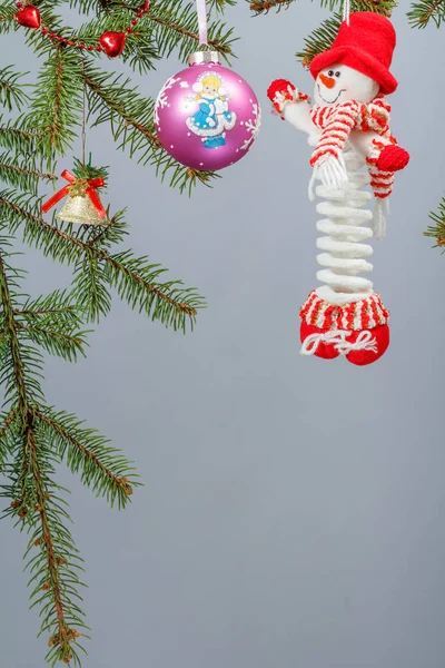 Branches of fir tree with Christmas ornament — Stock Photo, Image