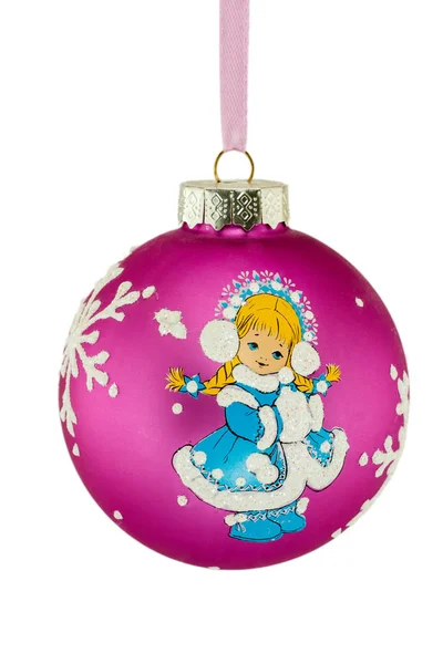 Boule de Noël avec motif de Snow Maiden isolé sur bac blanc — Photo