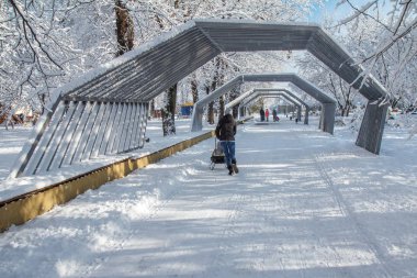 Kışın karda grubunu Şehir Parkı kaplı patika