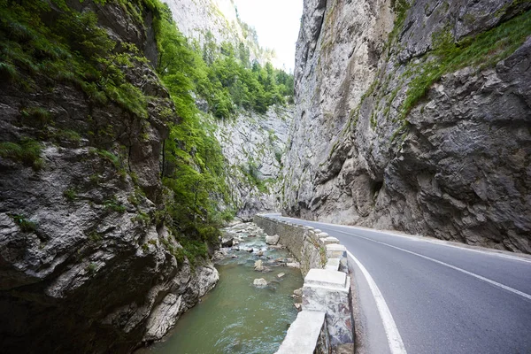 Horziontal 拍摄 Bicaz 峡谷路在罗马尼亚 copyspace 欧洲旅行旅行航程旅游休闲自然风光景观交通山荒野 copyspace. — 图库照片