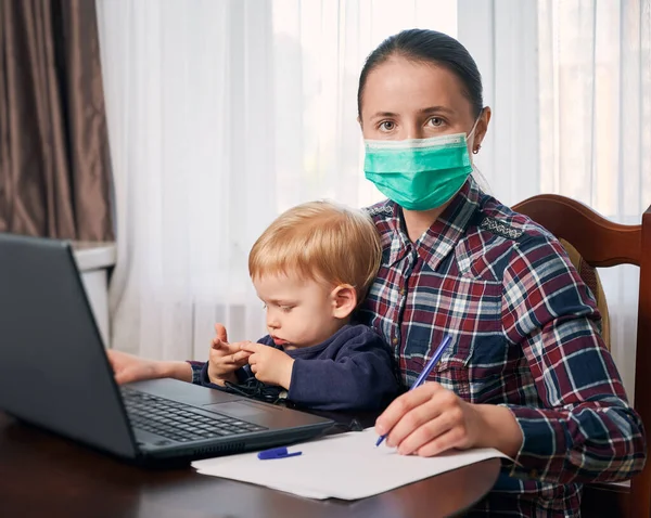 Auto Isolamento Proteggere Tua Famiglia Dal Virus Covid Madre Che — Foto Stock