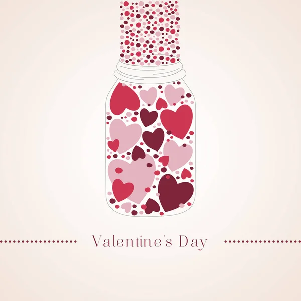 Romantiska röda gummi godis i form av hjärta i en glasburk. Vektorillustration till alla hjärtans dag — Stock vektor