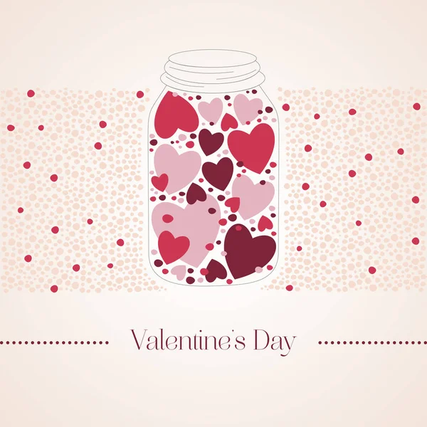 Romantiska röda gummi godis i form av hjärta i en glasburk. Vektorillustration till alla hjärtans dag — Stock vektor